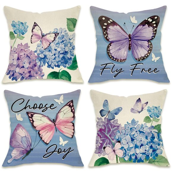 Other - 5953 Spring Summer Butterfly Decorative Throw Pillow Covers 18 x 18 Set of